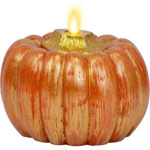 Luminara Flameless Battery Operated Pumpkin Candle, 5x4.5", Metallic Gold Orange